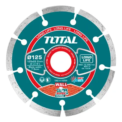 TOTAL Kotouč diamantový řezný segmentový, Fast cut, suché i mokré řezání, 125mm, industrial TAC1