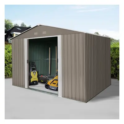 Riwall PRO RMSA 8x10 Brown zahradní domek kovový 3 x 2,4 m se sedlovou střechou hnědý SD-X0810-H