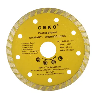 Kotouč diamantový řezný GEKO, TURBO, 115x8x22mm G00260