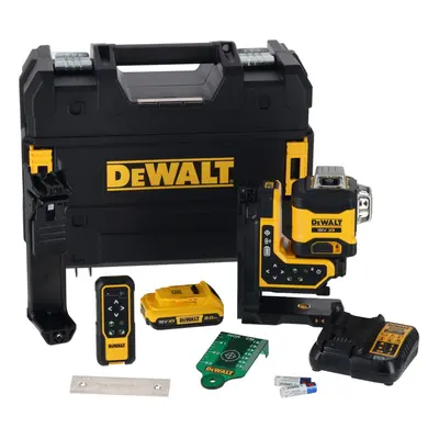 Zelený multiline laser 3x360 DeWALT DCLE34035D1 18V XR s dálkovým ovládáním, 2Ah aku DCLE34035D1