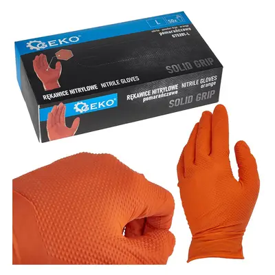 GEKO SOLID GRIP nitrilové rukavice 50ks. velikost L oranžová (10) G75201-L