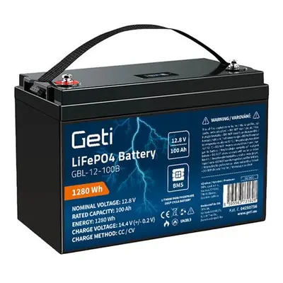 Baterie LiFePO4 12,8V 100Ah GETI GBL-12-100B Bluetooth+displej 04250756