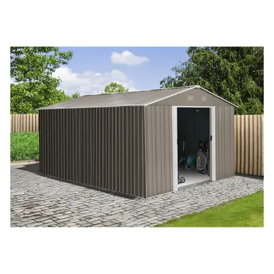 Riwall PRO RMSA 12x10 Brown zahradní domek kovový 3 x 3,7 m se sedlovou střechou hnědý SD-X1210-