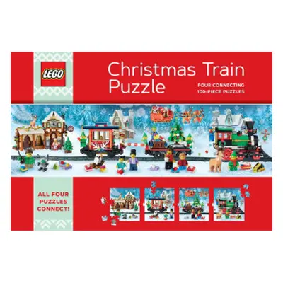 Lego Christmas Train Puzzle: Four Connecting 100-Piece Puzzles