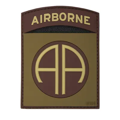 101 INC PVC 3D nášivka "Airborne 82nd" - hnědá