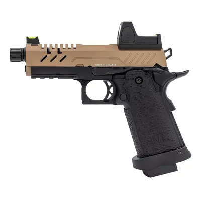 Vorsk Airsoftová pistole Hi-Capa 3.8 PRO s kolimátorem, GBB - TAN závěr + Doprava zdarma