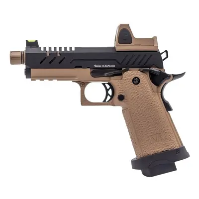 Vorsk Airsoftová pistole Hi-Capa 3.8 PRO s kolimátorem, GBB - černo-TAN + Doprava zdarma