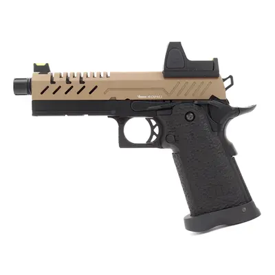 Vorsk Airsoftová pistole Hi-Capa 4.3 s kolimátorem, GBB - TAN závěr + Doprava zdarma