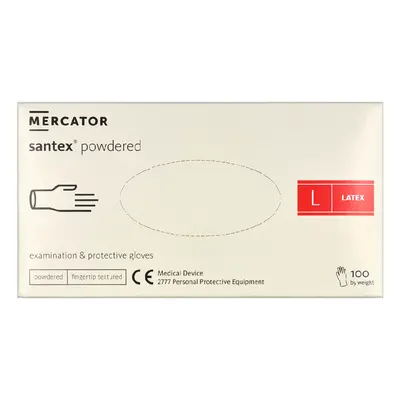 Mercator Santex Powdered Examination & Protective Gloves (fingertip textured) 100 ks rukavice L