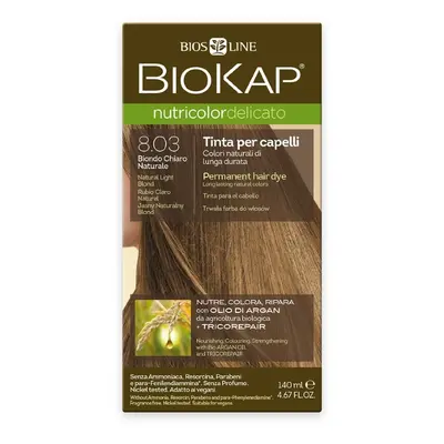 BioKap Nutricolor Delicato Permanent Hair Color 140 ml barva bez amoniaku 8.03 Natural Light Blo