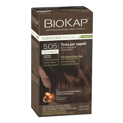 BioKap Nutricolor Delicato Rapid Permanent Hair Color 135 ml barva bez amoniaku 5.05 Chestnut Li