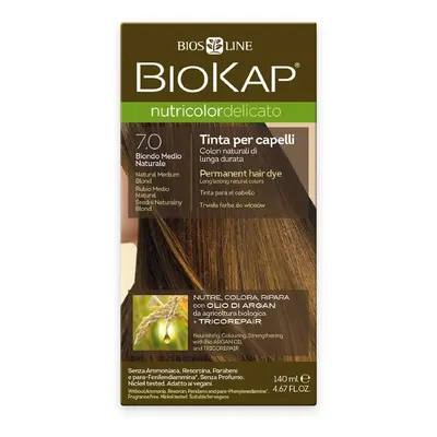 BioKap Nutricolor Delicato Permanent Hair Color 140 ml barva bez amoniaku 7.0 Natural Medium Blo