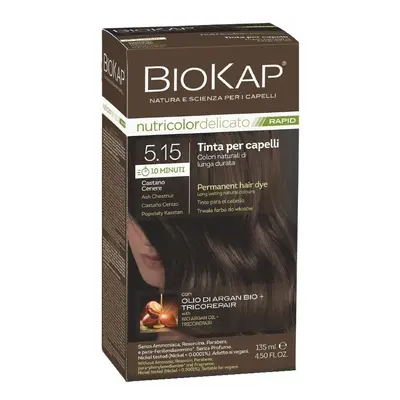 BioKap Nutricolor Delicato Rapid Permanent Hair Color 135 ml barva bez amoniaku 5.15 Ash Chesnut