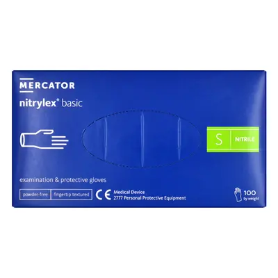 Mercator Nitrylex Basic Powder-Free Examination & Protective Gloves (fingertip textured) 100 ks 