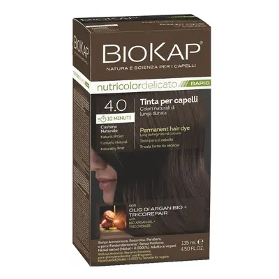 BioKap Nutricolor Delicato Rapid Permanent Hair Color 135 ml barva bez amoniaku 4.0 Natural Brow