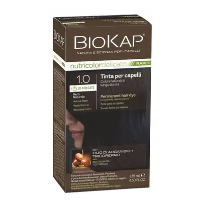 BioKap Nutricolor Delicato Rapid Permanent Hair Color 135 ml barva bez amoniaku 1.0 Natural Blac