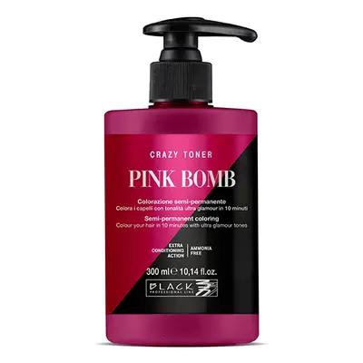 Black Professional Crazy Toner Semi-permanent Hair Colour 300 ml semi-permanentní barva Pink Bom