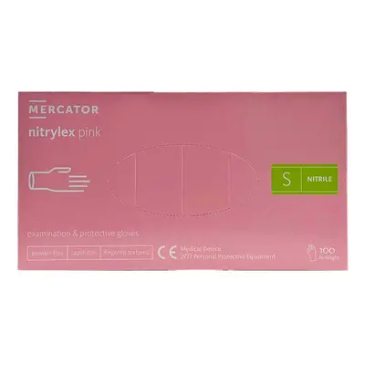 Mercator Nitrylex Pink Powder-Free Examination & Protective Gloves (fingertip textured) 100 ks r