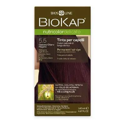 BioKap Nutricolor Delicato Permanent Hair Color 140 ml barva bez amoniaku 5.5 Mahogany Light Bro