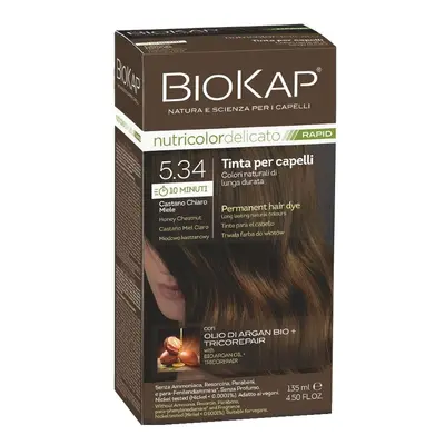 BioKap Nutricolor Delicato Rapid Permanent Hair Color 135 ml barva bez amoniaku 5.34 Honey Chest