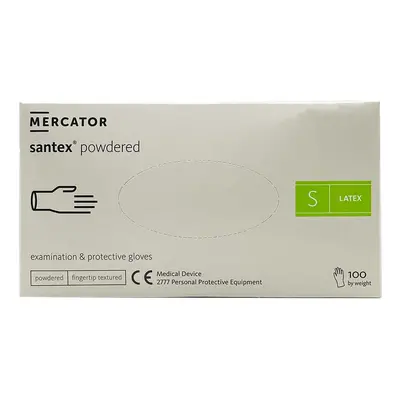 Mercator Santex Powdered Examination & Protective Gloves (fingertip textured) 100 ks rukavice S