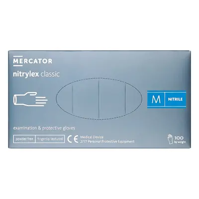 Mercator Nitrylex Classic Powder-Free Examination & Protective Gloves (fingertip textured) 100 k