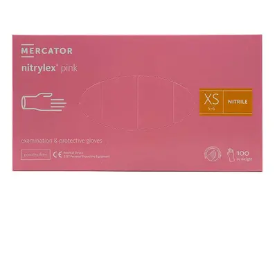 Mercator Nitrylex Pink Powder-Free Examination & Protective Gloves (fingertip textured) 100 ks r