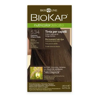 BioKap Nutricolor Delicato Permanent Hair Color 140 ml barva bez amoniaku 5.34 Honey Chestnut