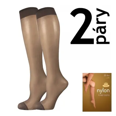 NYLON KNEE-SOCKS 20 DEN punčochové podkolenky Lady B - 12 párů Fumo 12 párů