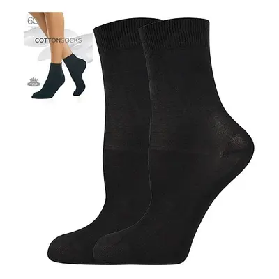 COTTON socks 60 DEN punčochové ponožky Lady B - 6 párů Černá 6 párů