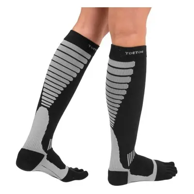 Compression Knee-High prstové kompresní podkolenky ToeToe Černá / Šedá 1 pár