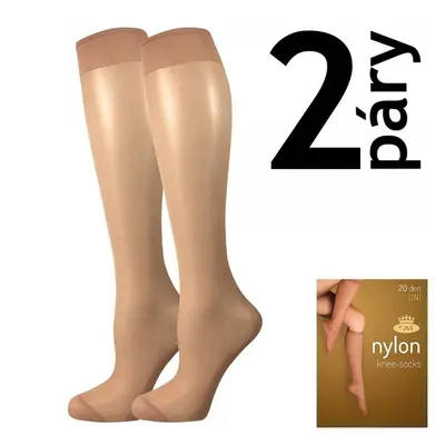 NYLON KNEE-SOCKS 20 DEN punčochové podkolenky Lady B - 12 párů Béžová 12 párů