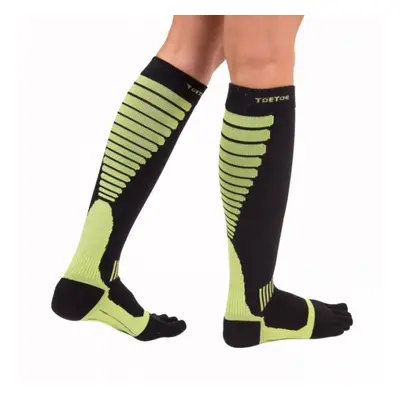 Compression Knee-High prstové kompresní podkolenky ToeToe Černá / Zelená 1 pár