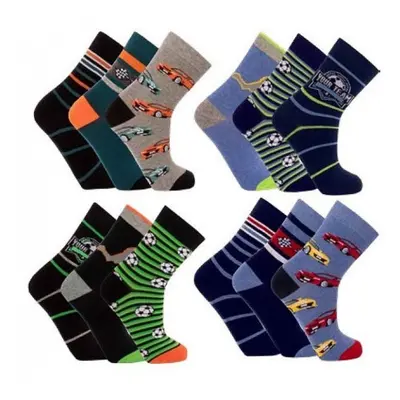 AUTA a FOTBAL dětské barevné ponožky TRENDY SOCKS Mix barev 3 páry