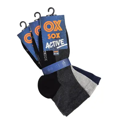 Active pánské bavlněné elastické sportovní kotníkové ponožky OXSOX Mix barev 3 páry