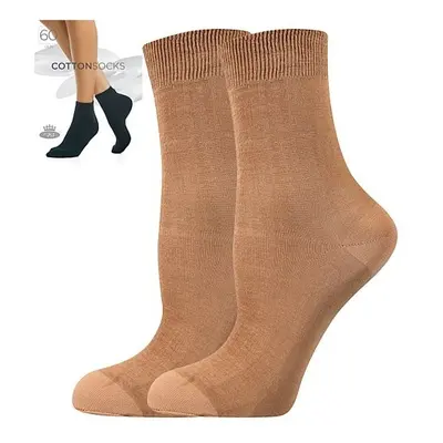 COTTON socks 60 DEN punčochové ponožky Lady B - 6 párů Béžová 6 párů