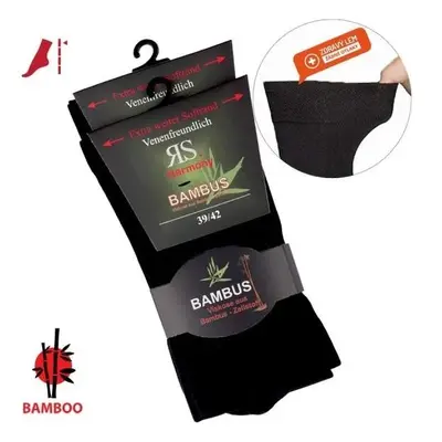 Bambusové unisex EXTRA ŠIROKÉ zdravotní ponožky RS 43-46 2 páry černá