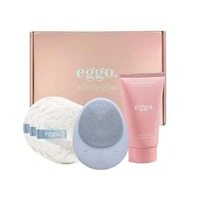 Eggo dárková sada sonický přístroj + pleťový gel + odličovací tamponky, Blue