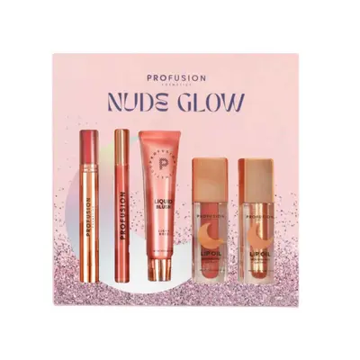 Profusion set pro dokonalé rty a tváře Nude Glow Sparkle, 5 ks