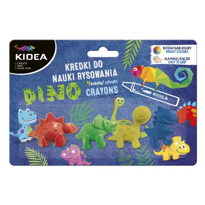 Kidea Kidea, KDNR4KKA, sada olejových pastelů/voskovek pro nejmenší děti, dinosauři, 4 ks