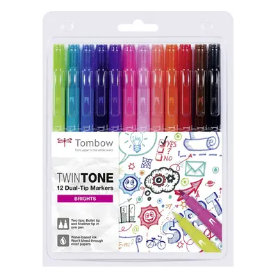 Tombow Tombow, WS-PK-12P-1, Twintone, oboustranné popisovače, Bright tone, 12 ks