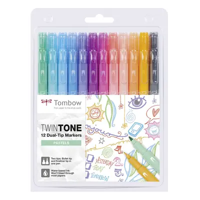 Tombow Tombow, WS-PK-12P-2, Twintone, oboustranné popisovače, Pastel tone, 12 ks