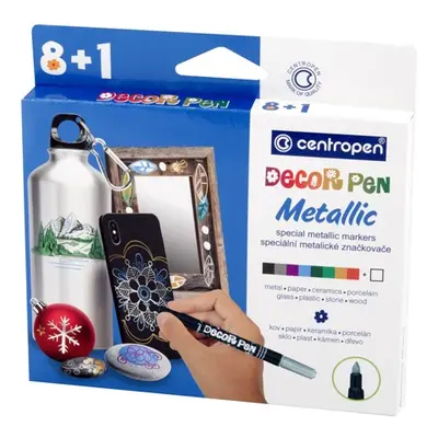 Centropen Centropen, 27378, Decor pen, sada akrylových popisovačů, metalické, 9 ks