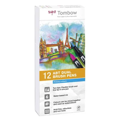 Tombow Tombow, ABT-12P-1, ABT Dual Brush pen, oboustranné popisovače, Primary/Base tone, 12 ks