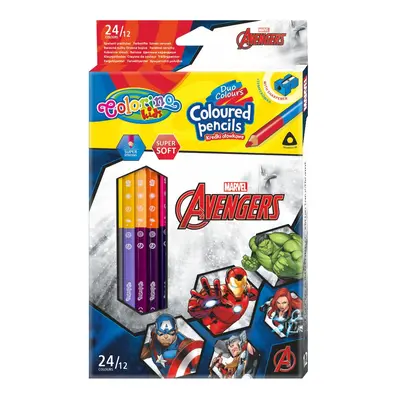 Colorino Colorino, 91406PTR, Avengers, sada oboustranných trojhranných pastelek, 12/24 odstínů