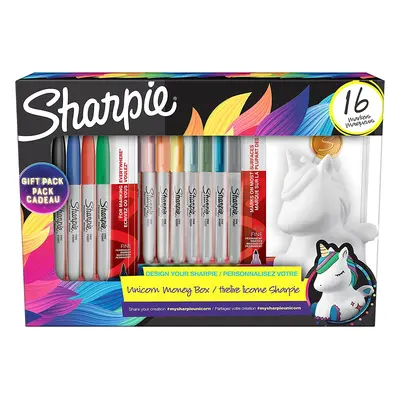 Sharpie Sharpie, 2164411, sada permanentních popisovačů s pokladničkou jednorožce, 16 ks