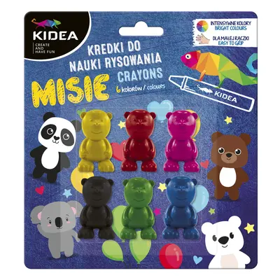 Kidea Kidea, KMNR6KKA, sada olejových pastelů/voskovek pro nejmenší děti, medvídci, 6 ks