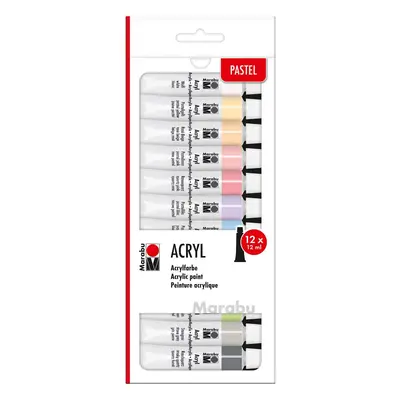 Marabu Marabu, 1210000000210, sada akrylových barev, 12 ml, pastelové, 12 ks