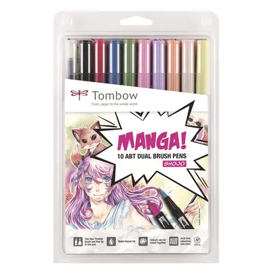 Tombow Tombow, ABT-10C-MANGA2, ABT Dual Brush pen, oboustranné popisovače, Manga set Shojo, 10 