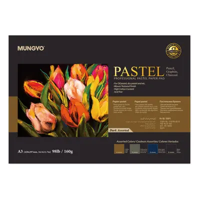 Mungyo Mungyo, MPPA3DA, Pastel, kreslící/skicovací blok pro suchá média A3, 160 g, 20 listů, tma